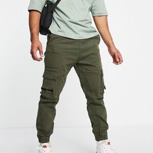 Bershka Men's Green Cargo Pants SzM